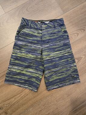 Tony Hawk Navy and Lime Striped Flat Front Shorts